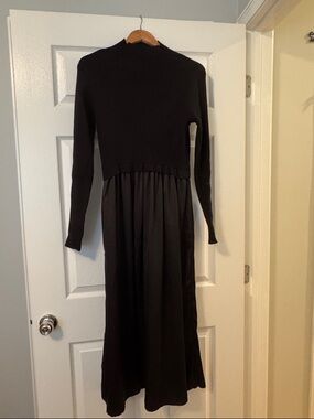 Black Long Sleeve Knit Top Maxi Dress